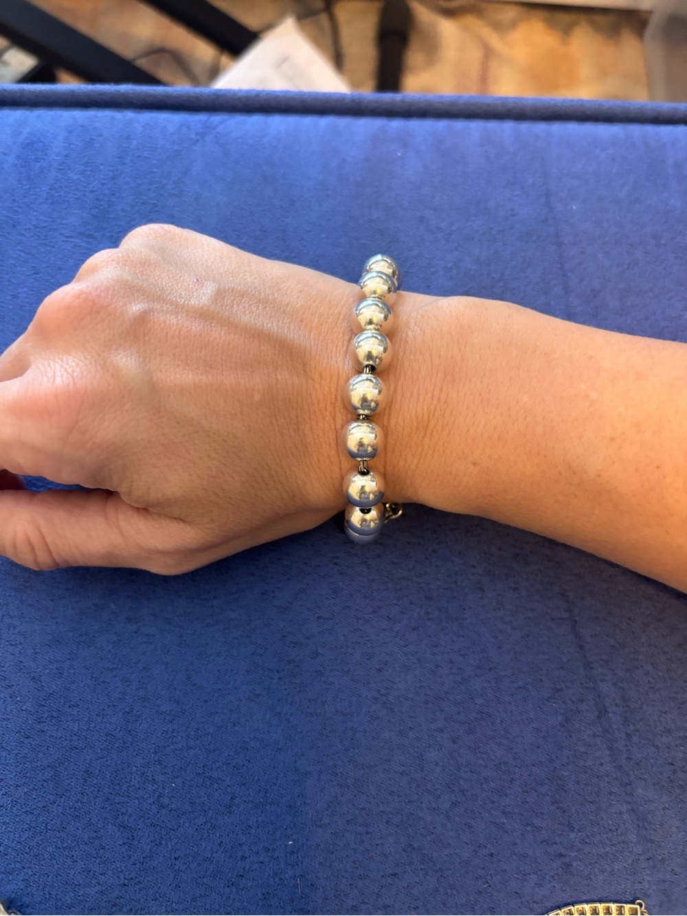 Tiffany Silver Bead Bracelet with Lobster Clasp - Women's Jewelry - Picture 2 of 2